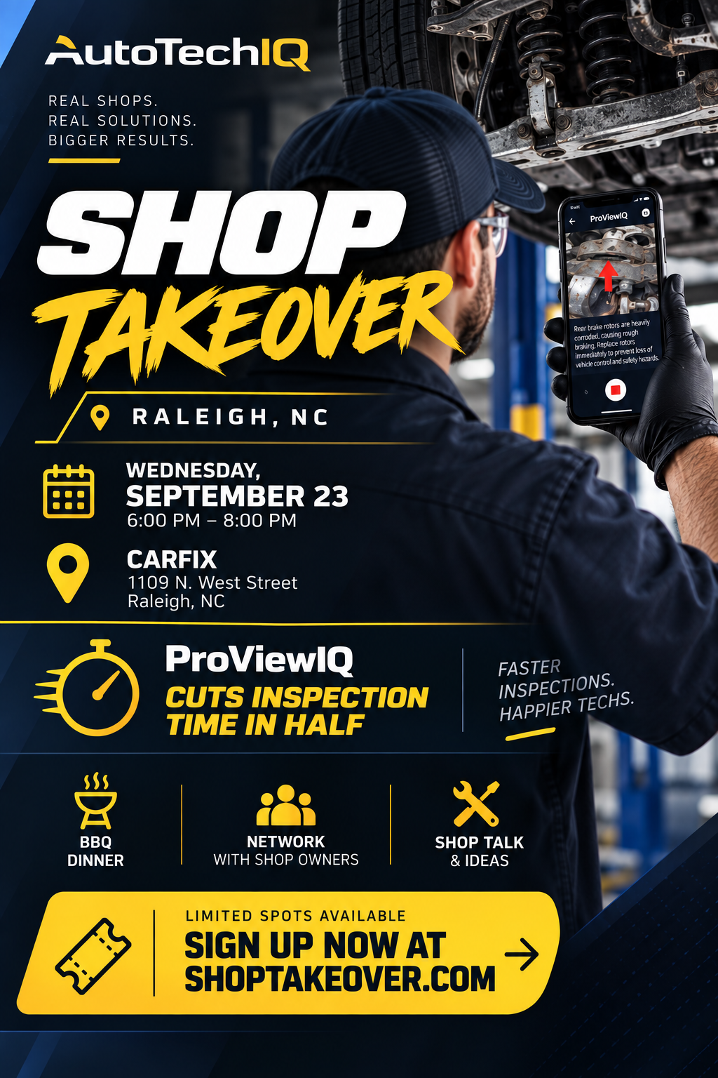 Technician using ProViewIQ smart glasses for hands-free digital vehicle inspection